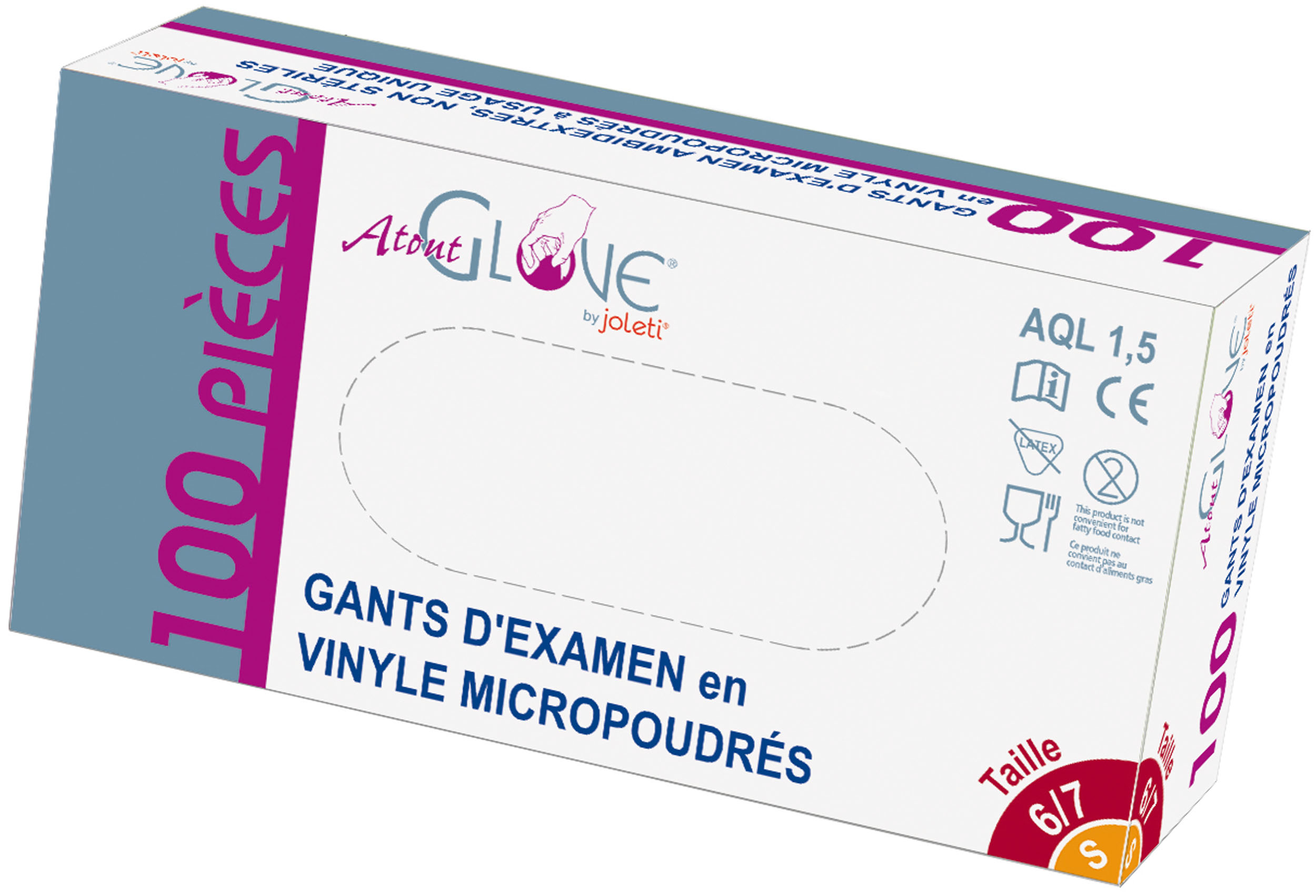 Gants d'examen vinyle, protection individuelle médicale professionnelle